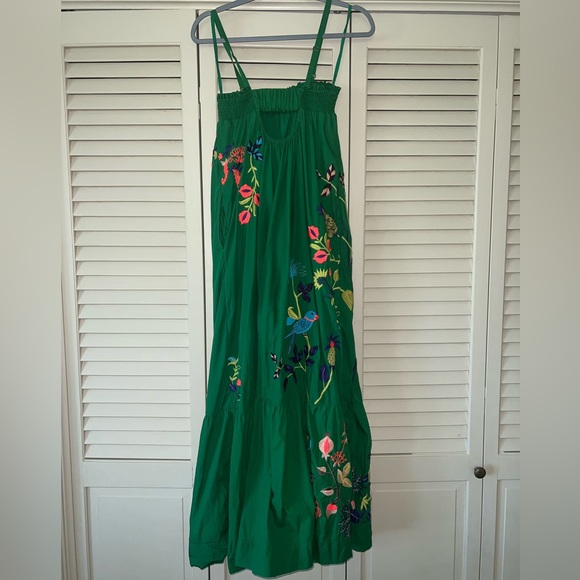 Anthropologie Ruffled Floral Embroidered Caribbean design Maxi Dress XS - Picture 5 of 5